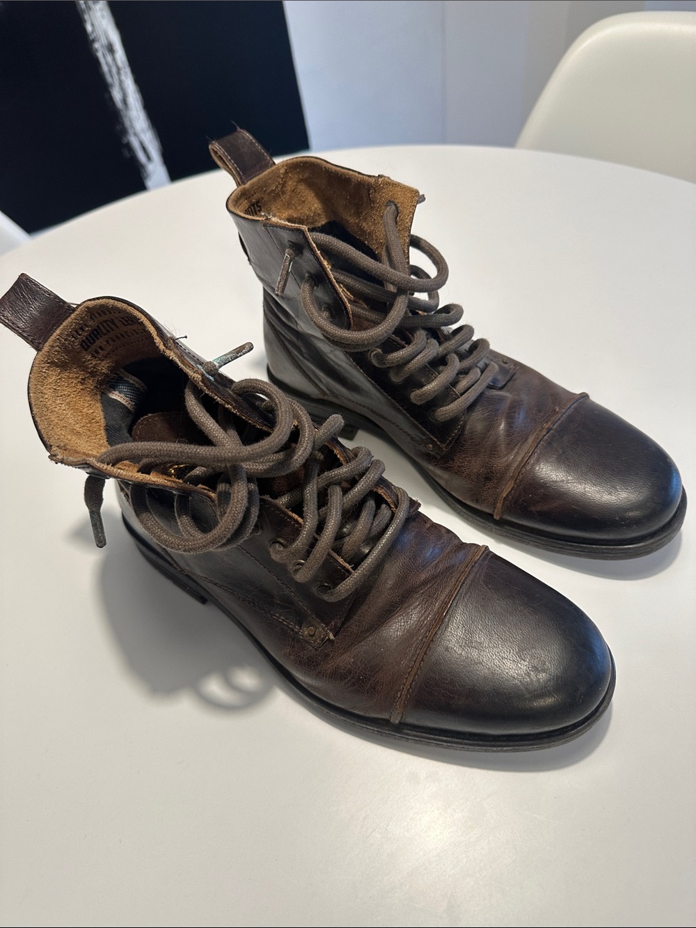 Levi's Dark Brown Leather Lace-Up Cap-Toe Boots